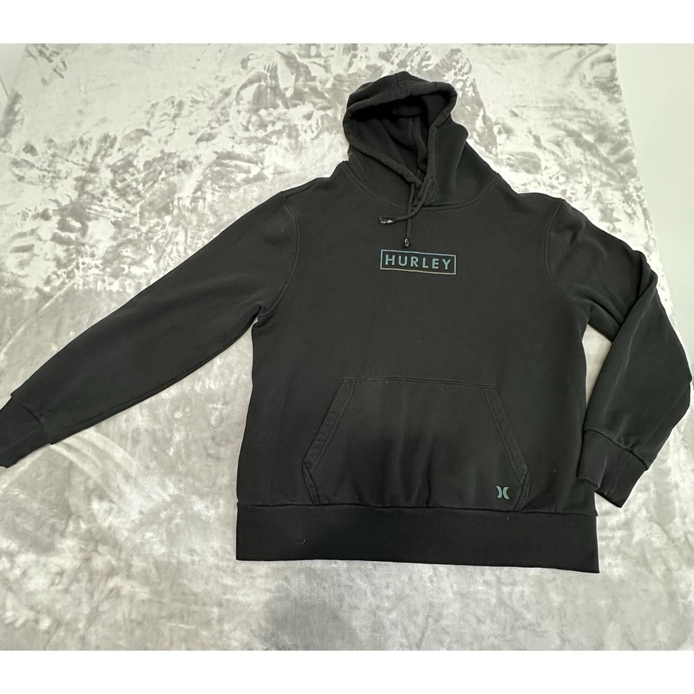 Hurley Sweatshirt Men's Size Medium Black Logo On Front Hooded Hoodie